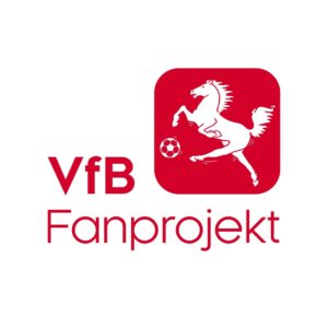 Rotes Logo VfB Fanprojekt auf weißem Hintergrund